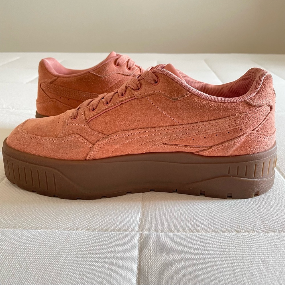 Puma Womens Coral Peach Suede Platform Karmen II Idol Sneakers, Size 10 - Picture 9 of 16